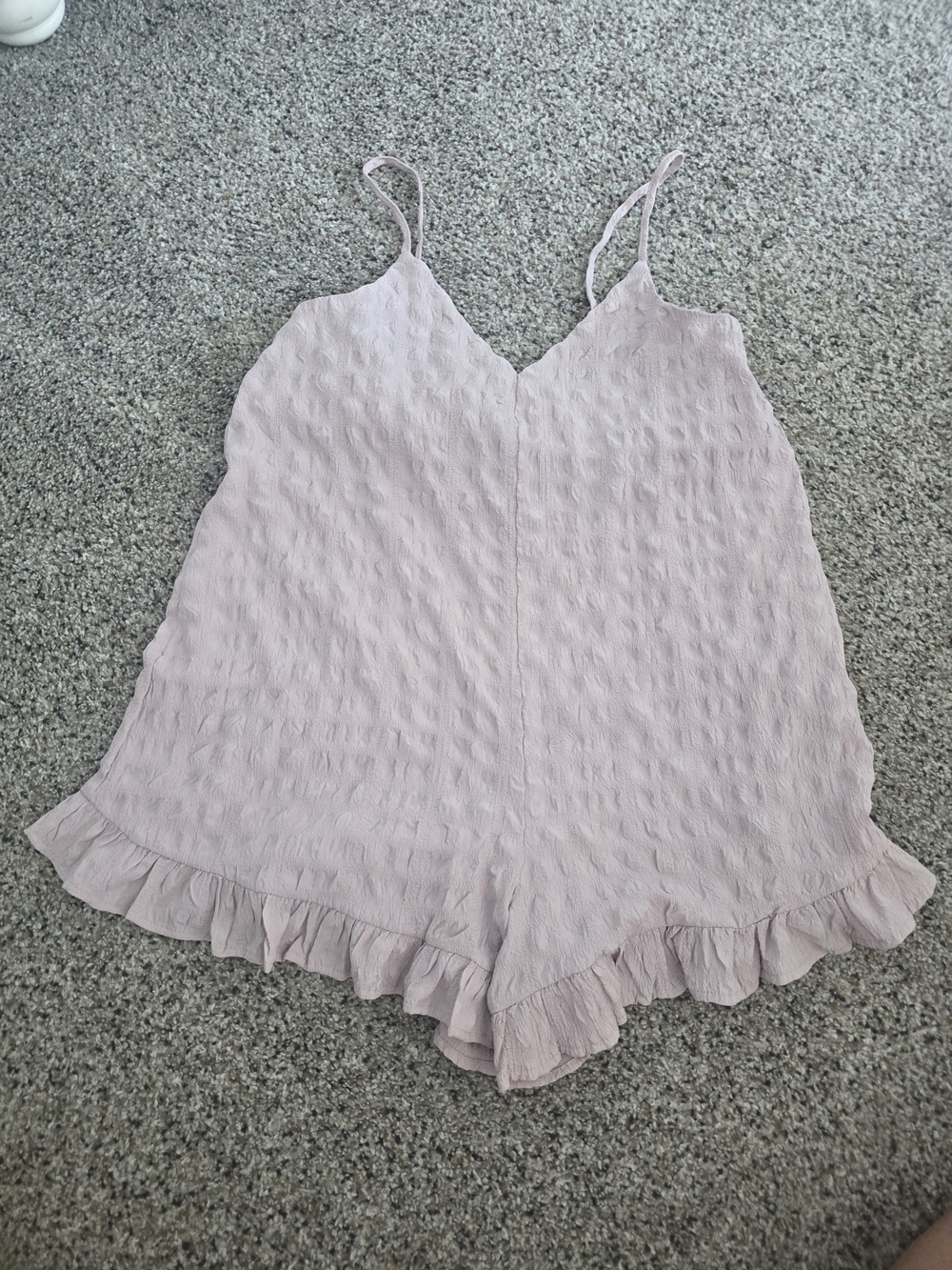 Light Pink Ruffle Trim Spaghetti Strap Romper asos Design Sz 8 MED